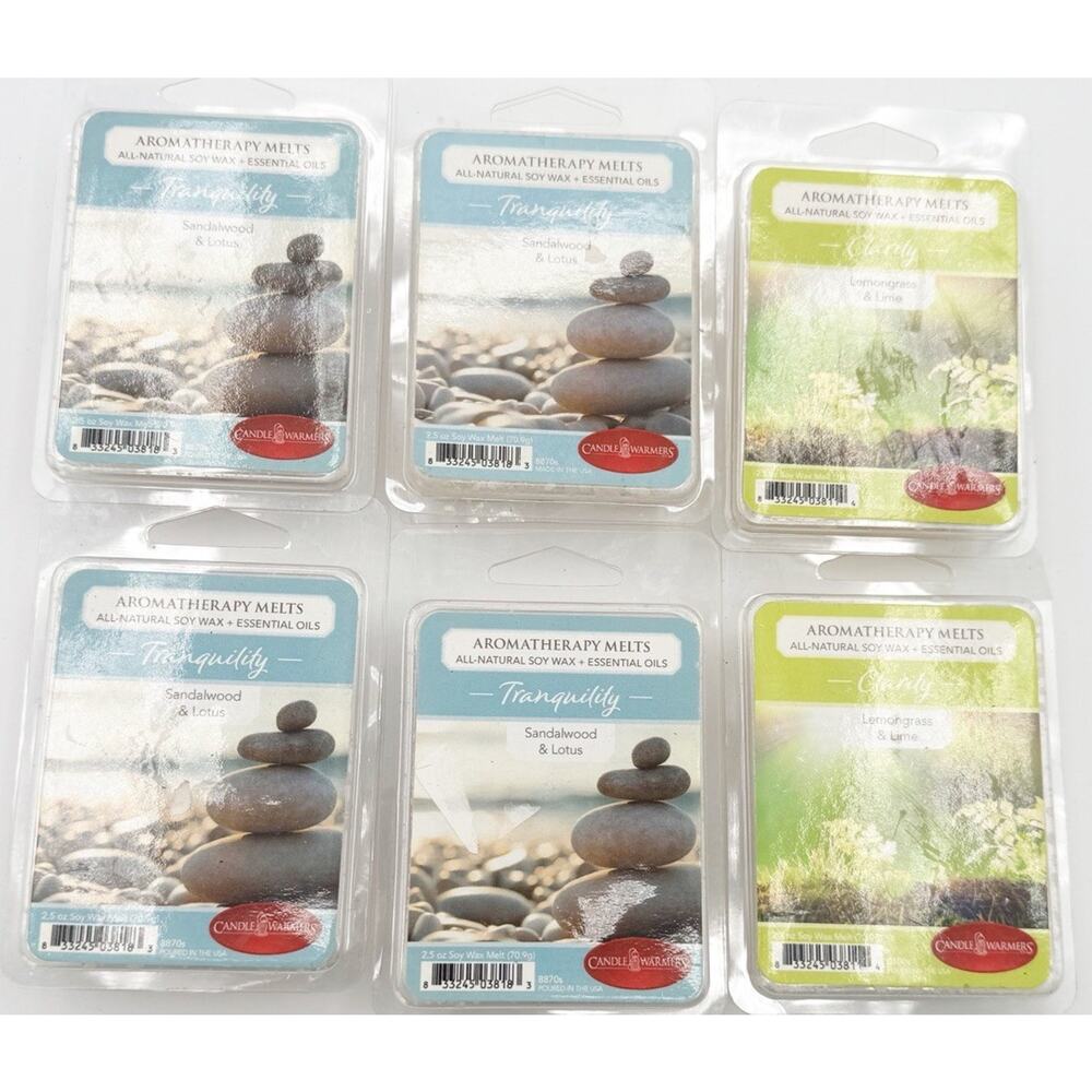 Candle Warmers Lot 6 Packs Aromatherapy Soy Wax Melts Lemongrass Lime Sandalwood